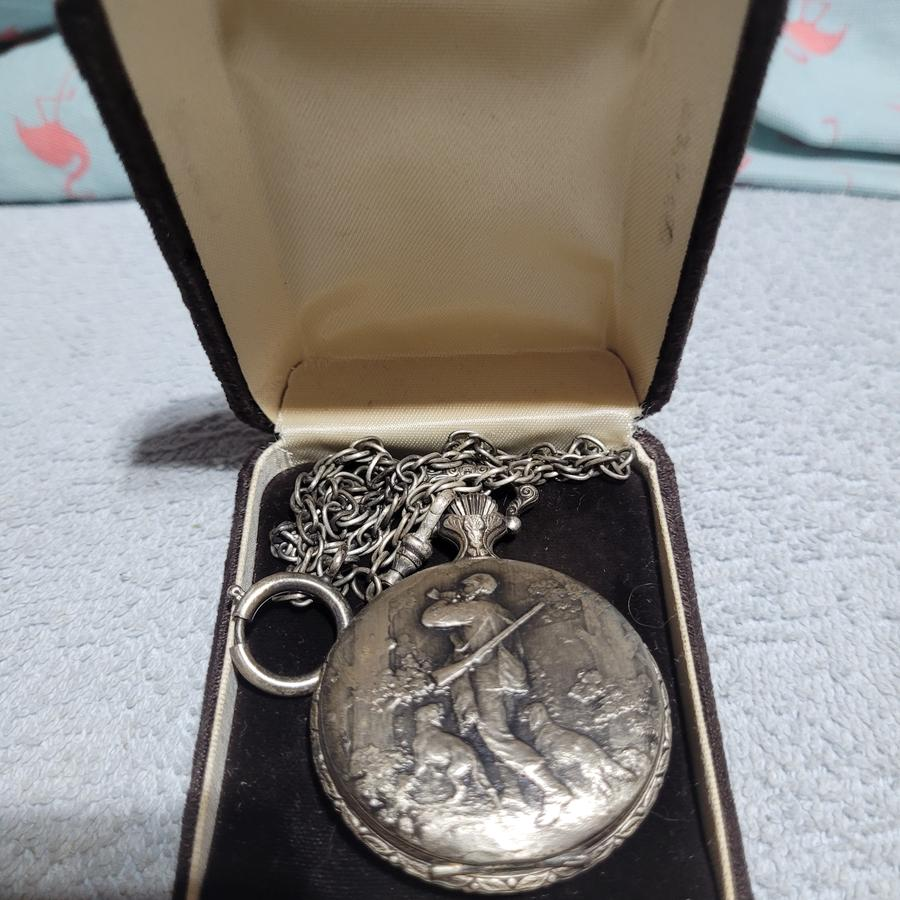 Paul Dominique Swiss Pocket Watch with Hunting Scene