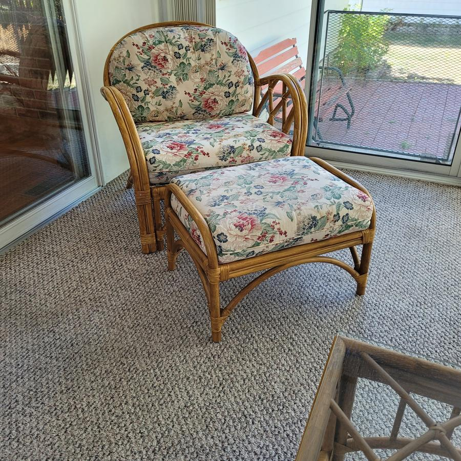 Rattan Living Room Seating Set with Glass Top Tables alt 2